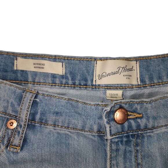 Universal Thread Women's Jeans Mid Rise Boyfriend Distressed Crop Size 12/31 - Picture 6 of 10